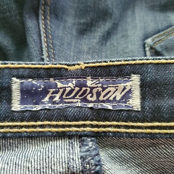 hudson Dark Wash Low Rise Straight Leg Flap Button Pockets Denim Jeans Size 27 - Picture 7 of 9